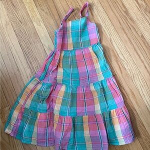 Gap Girls Gauze Multi Madras Plaid Tiered Dress size Small